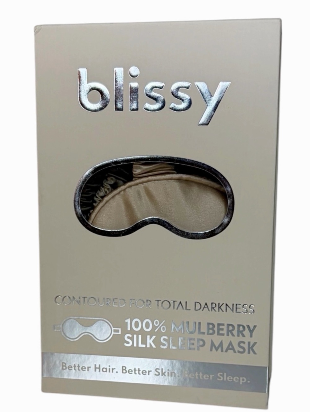 New Blissy 100% Mulberry Silk Sleep Mask - Champagne Beige NIB